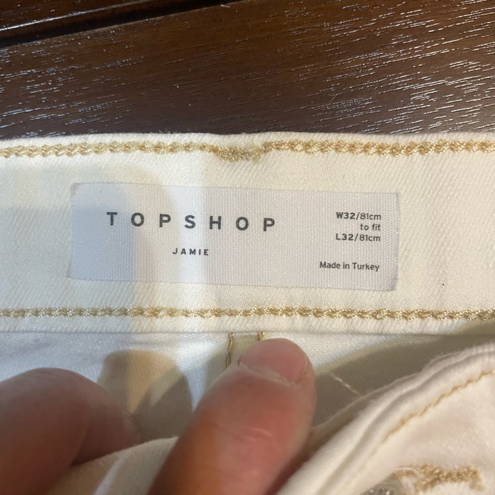 white denim pants topshop size l w 32‎ / 81 cm long - Picture 14 of 15